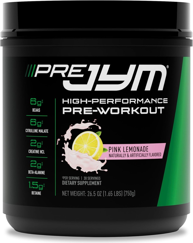 JYM Supplement Science Pre JYM Pink Lemonade Pre Workout Powder for Men & Women, BCAAs, Nootropics, Creatine HCI, Citrulline, Beta-Alanine, Betaine, Taurine, Huperzine, 30 Υπηρεσίες