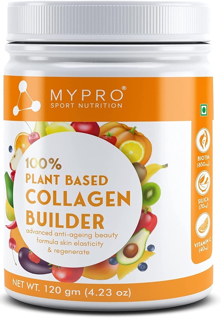 Cuty Sport Nutrition Plant Base Collagen Builder En Zenginleştirilmiş (Biotin,Silica,Sesbania,Bamboo Shot) Gelişmiş Anti-ageing Beauty Formula Skin Elasticity & Regenerate, for Men & Women, 4.23 oz
