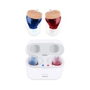 Isıtmalı işitme Aids for Seniors & Yetişkinler, Invisible Aid with Gürültü Cancelling, Device İşitme Aid with Storage and Şarj Combo Portable Şarj Case, Two Blue & Red Red