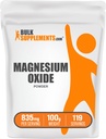 BulkSupplements.com Magnezyum Oksit Toz - Banyo Magnezyum Tamam, Mineral Supplement - Gıda Grade & Gluten Free, 835 mg per Service, 100g (3.5 oz) (Pack of 1)