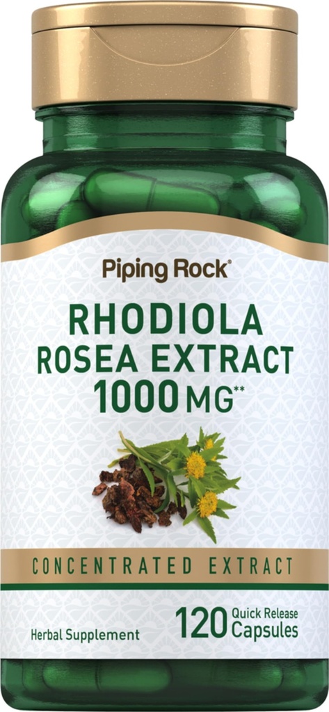 Piping Rock Rhodiola Rosea Extract Supplement | 1000 mg | 120 Capsules | Interd Herbal Root | Non-GMO, Gluten Free