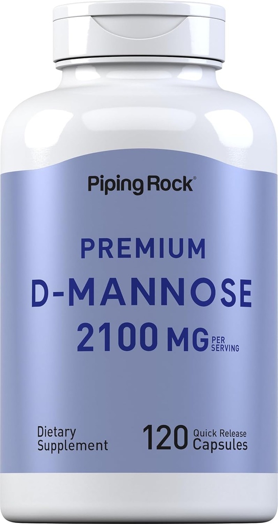 Piping Rock D-Mannose Capsules | 2100 mg | 120 Pills | Premium Diyet Supplement | Non-GMO, Gluten Free