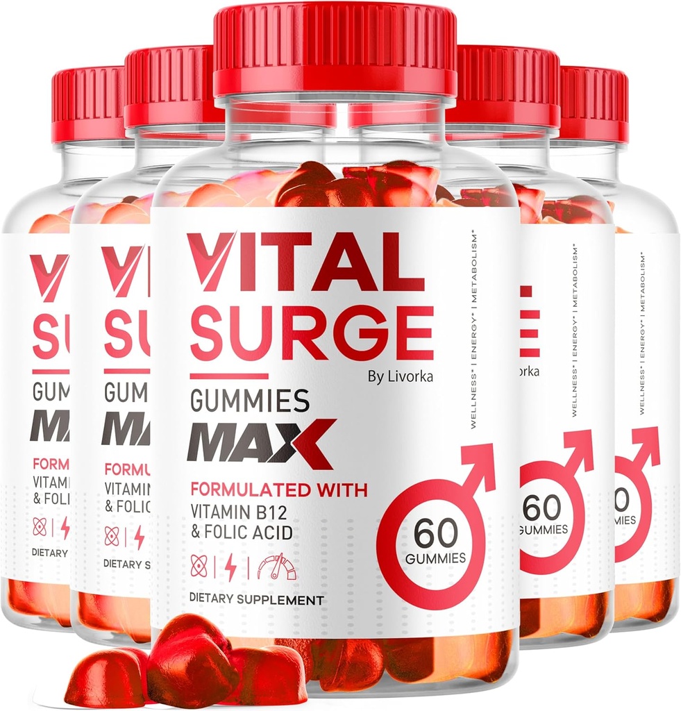 (5 Pack) Vital Cerrah MAX, VitalSurge Gummies MAX for Men Support, 1050 MG Advanced Max Strength Formula, VitalSurge MAX Erkek Performansı, Vital Cerrahlar Gummies MAX