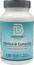 Body Pure Methyl-B Complete - Essential Methylated B Vitamins for Energy Production and Overall Health 120-Capsules