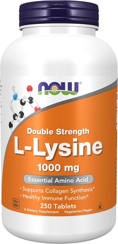 Şimdi Gıdalar Tamamlıyor, L-Lysine (L-Lysine Hydrochloride) 1000 mg, Double Strength, Amino Asit, 250 Tablet