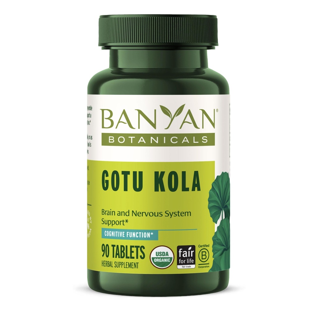 Banyan Botaniks Gotu Kola (Centella Asiatica) – Organik Adaptogen & Nootropic Brain Support Supplement for Health Memory & Concentration* – 90 Tablet – Fairly Traded Sustainable Sourced Vegan