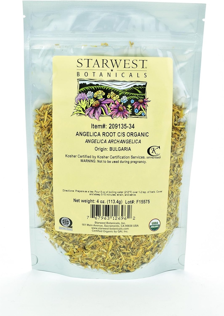 Starwest Botaniks Organik Angelica Root C/S, 4 Ounces
