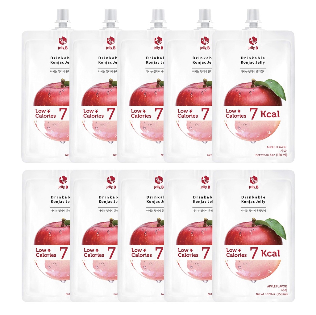 JELLY B Πόσιμο Konjac Jelly (10 συσκευασίες των 150ml) - 0 γραμμάρια ζάχαρη, μόνο 6 kcal κάθε συσκευασία (μήλο)