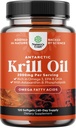 Antarktika Krill Oil 2000 mg Softgels Per - Omega 3 Krill Oil Supplement with EPA DHA & Astaxanthin - 3rd Parti Lab Test Edilmiş Hayır Gluten GMOs veya Fishy Aftertaste - 2 Ay