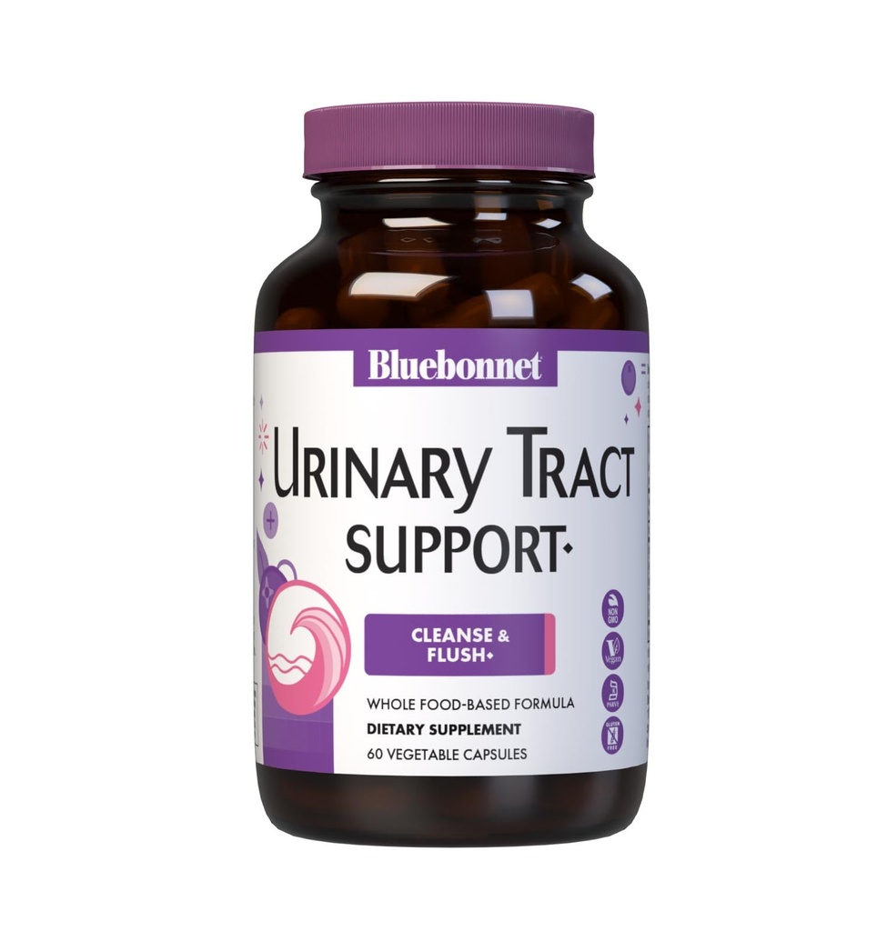 Bluebonnet Beslenme Urinary Tract Support, Cleanse & Flush*, Soy-Free, Gluten-Free, Kosher-Cerrec, Non-GMO, Dairy-Free, Vegan, 60 Sebze Kapsülleri, 30 Hizmet