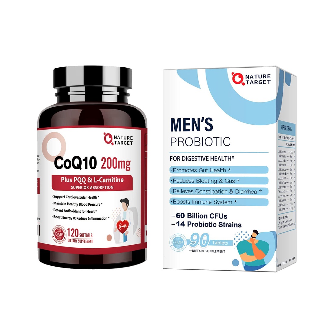 Erkekler için 60 Milyar CFUs14 Strains & CoQ10-200 mg PQ L-Carnitine & Omega-3s