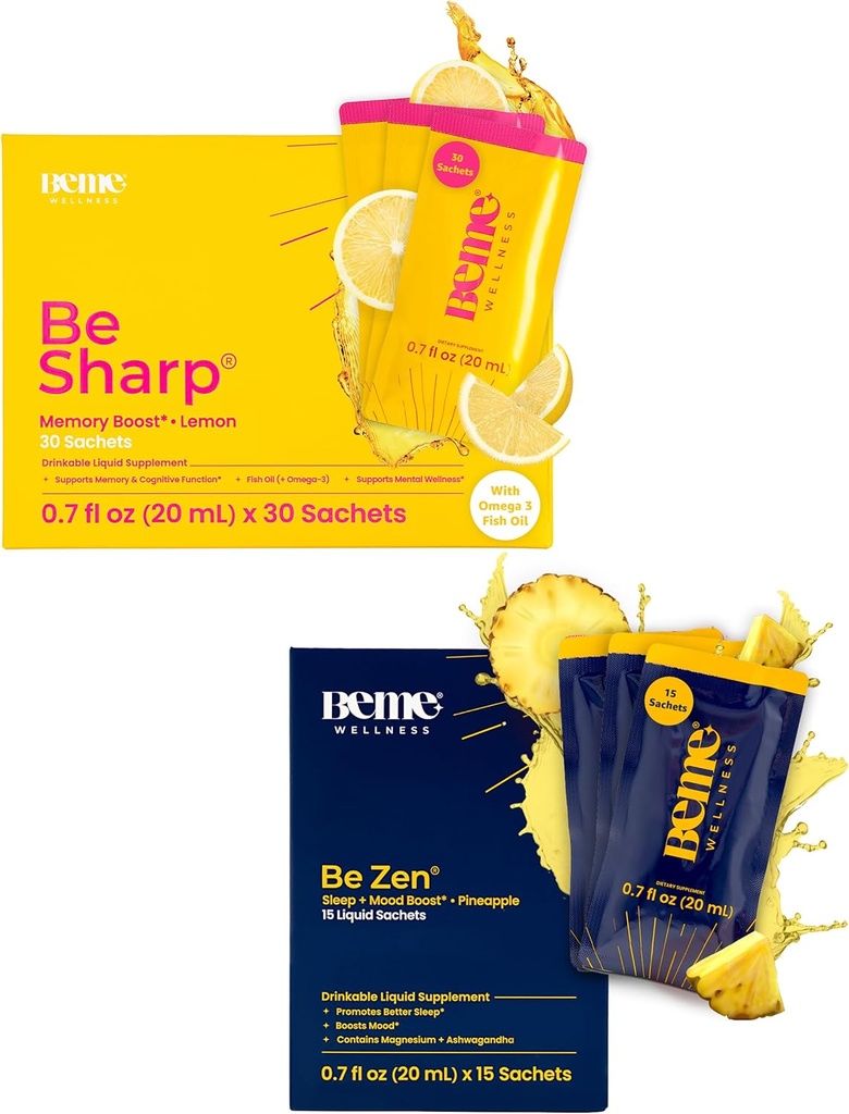 BeMe BeSharp & BeZen Sche - Sıvı Omega-3 Magnezyum Glycinate L-Theanine Supplements