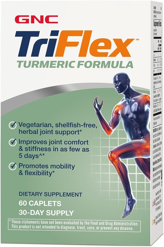 GNC TriFlex Turmeric Formula, Βελτιώνει την κοινή άνεση και ακαμψία, προωθεί την κινητικότητα και την ευελιξία, 60 Caplets