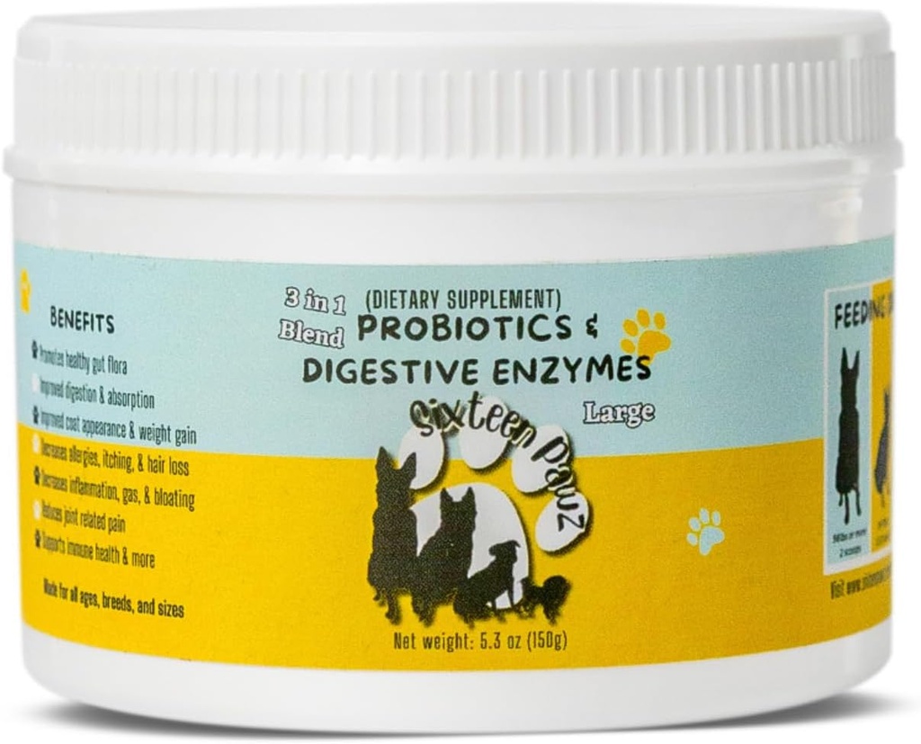 Probiyotikler, Prebiyotikler, & Digestive Enzymes for Dogs| Sınırlı Malzemeler| Digestive Support |Allergy Relief |Immune Support| Azaltılar Inflammation| Diarrhea & Gas Relief (150g), White