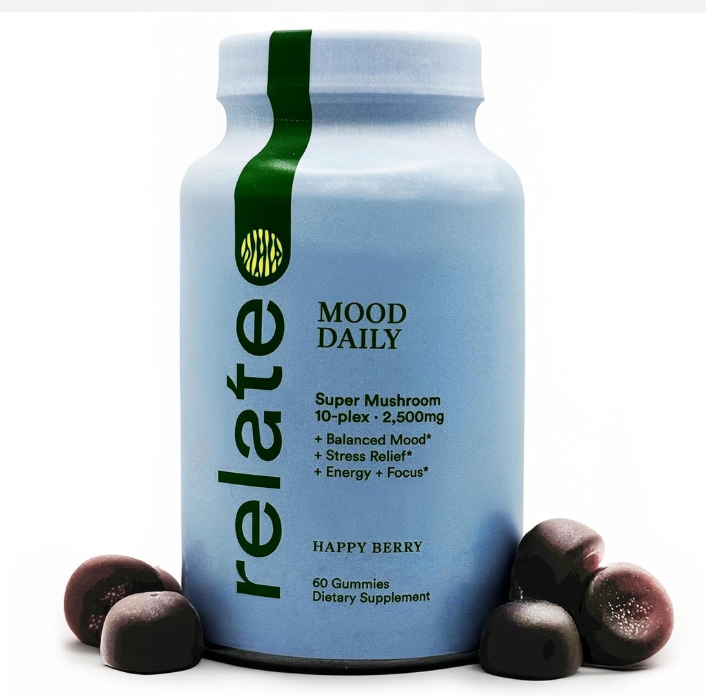 complete Mood Daily Happy Berry Gummies - Συγκρότημα Super Mushroom για Ισορροπημένη Mood & Γνωστική Υποστήριξη - 60 Count