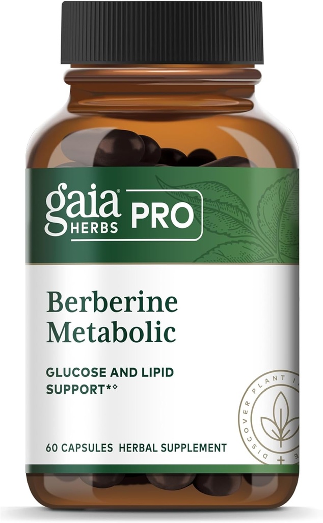 GAIA HERBS PRO Berberine Metabolik - Berberine HCI ile Tamam Supplement - Vegan, Gluten-Free, Soy-Free - 60 Capsules (60 Hizmet)
