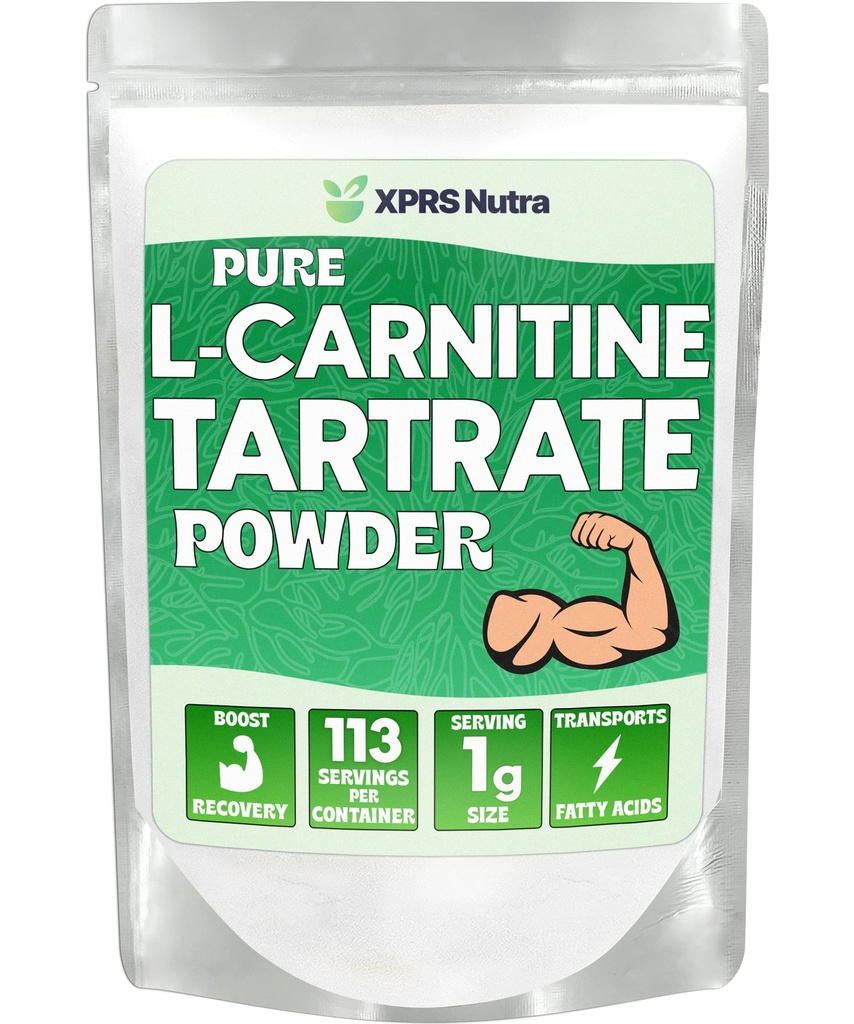 XPRS Nutra L Carnitine L Tartrate Toz - Premium Pure L Carnitine Tartrate - L-Carnitine - Vegan Dostu Bulk L Carnitine Toz - Amino Asit Supplement (4 Ounce)