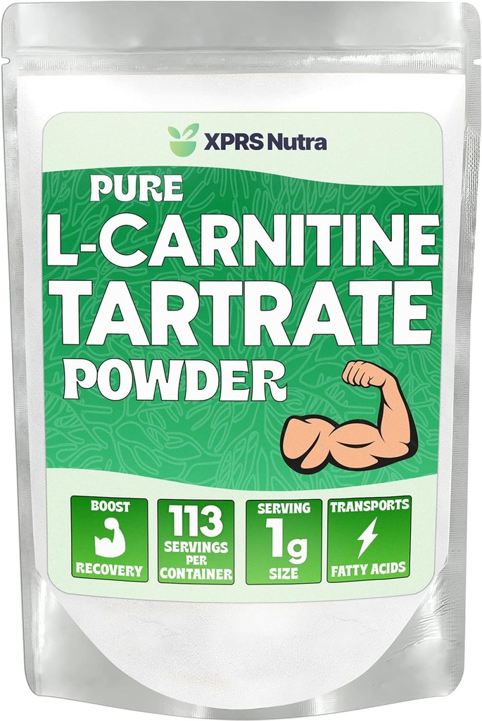 XPRS Nutra L Carnitine L Tartrate Toz - Premium Pure L Carnitine Tartrate - L-Carnitine - Vegan Dostu Bulk L Carnitine Toz - Amino Asit Supplement (4 Ounce)