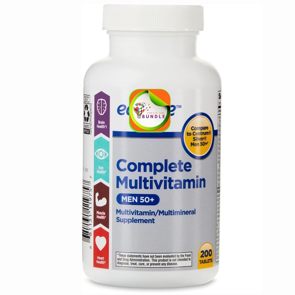 Πλήρης Multivitamin / Multimineral δισκία συμπλήρωμα, άνδρες 50+, 200 Count + Createandbundle Sticker