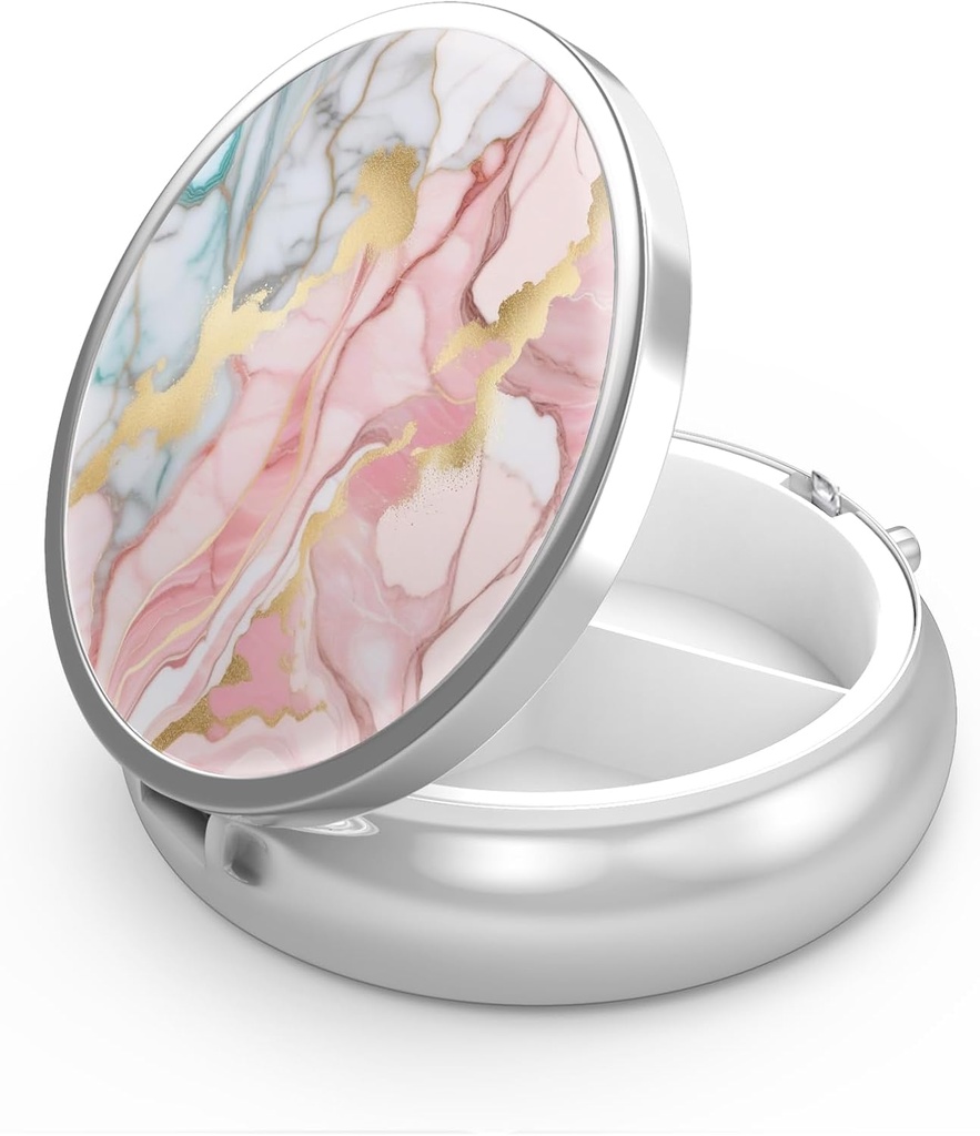 Pill Box 3 Küçük Pill Vakasını Karşılaştırmak, Pocket veya Purse Pill Organize Pill konteynerleri Vitaminler, İlaçlar, Fish Oil ve Supplements (Orange Pink Mermer)