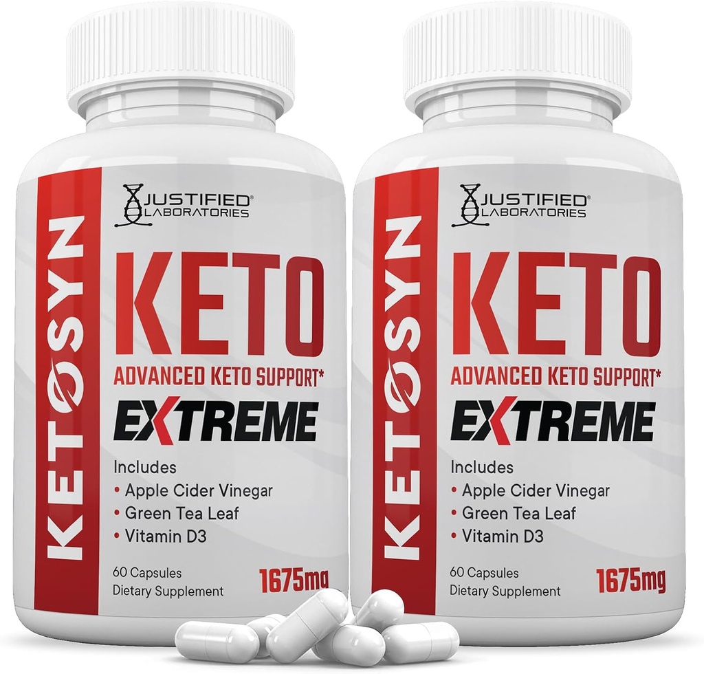 (2 Pack) Ketosyn Keto ACV Extreme Pills 1675 MG Chem Support Mix Capsule Alternative to Keto ACV Apple Cider Vinegar Ekstra Virgin Zeytinyağı Toz Yeşil Çay Broşürü 120 Capsules