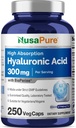 NusaPure Hyaluronic Acid 300 mg 250 Veggie Capsules (Non-GMO, Vegan)