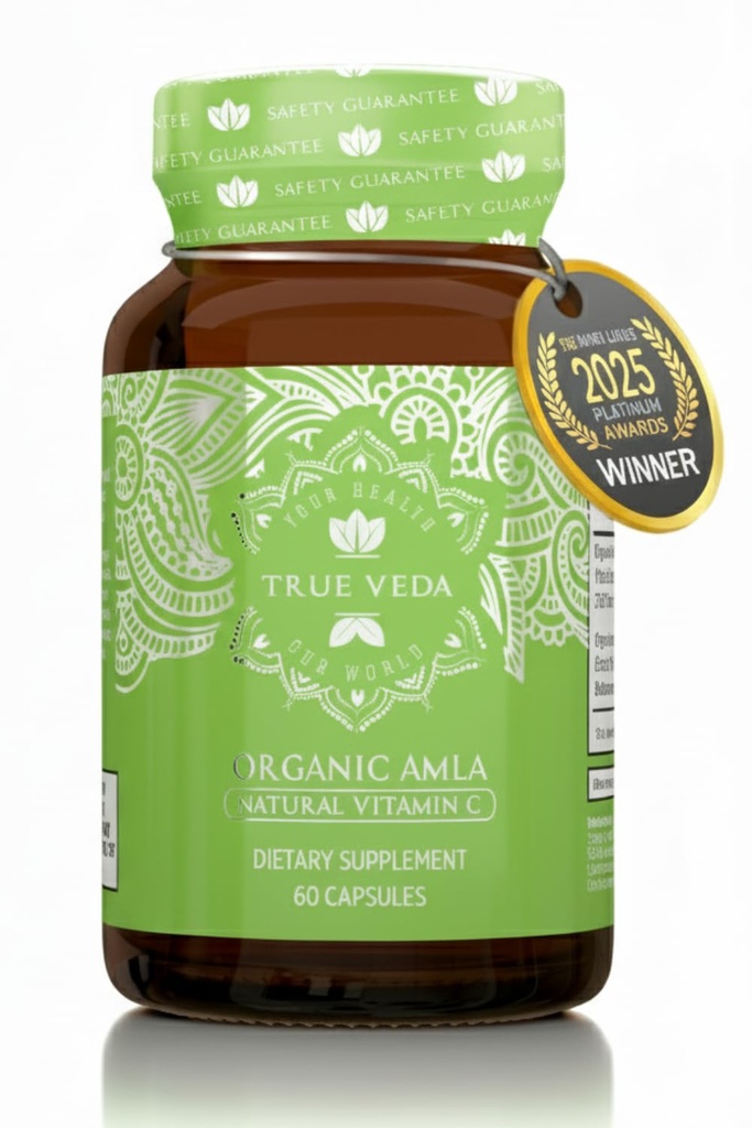 Organik Amla Capsules - Vitamin C | USDA Organik sertifikalı | Tüm Gıda Bitkileri C | Amalaki Supplement | Amla Fruit | Hint Gooseberry | Vegan | Ayurveda | 60 Amala Pills