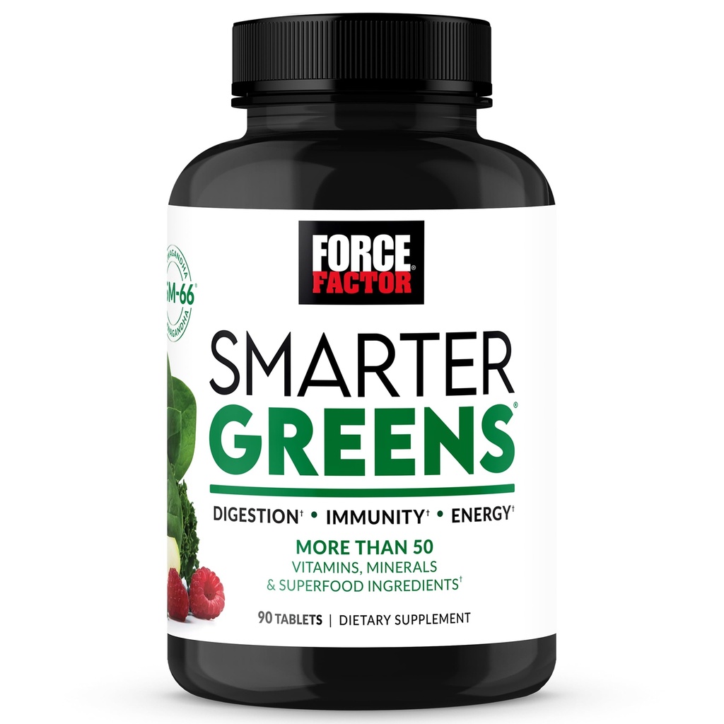 FORCE FACTOR Smarter Greens Tablets, Πράσινο συμπλήρωμα με 25+ Superfoods και Αντιοξειδωτικά για τη βελτίωση της πέψης, τη μείωση του στρες, την ενίσχυση της ανοσίας, και τον μεταβολισμό υποστήριξης, 90 δισκία