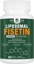 Liposomal Fisetin Supplement, 2000MG, 98 Saf Fisetin Polyols Antioksis, Quercetin, TMG ve Resveratrol, Sağlıklı Ağlama, Bilişsel Destek, 60 Capsules
