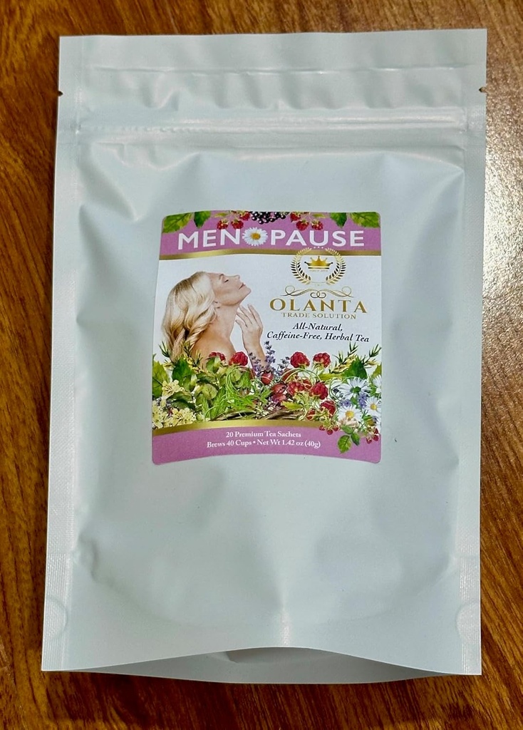 NATURAL MENOPAUSE TEA - kadınlar için bitkisel takviyeleri, Destekler Hormon Dengesi, Hot Flashes, Menopause karışımı, Ashwagandha - 20 Premium Çay Sachets