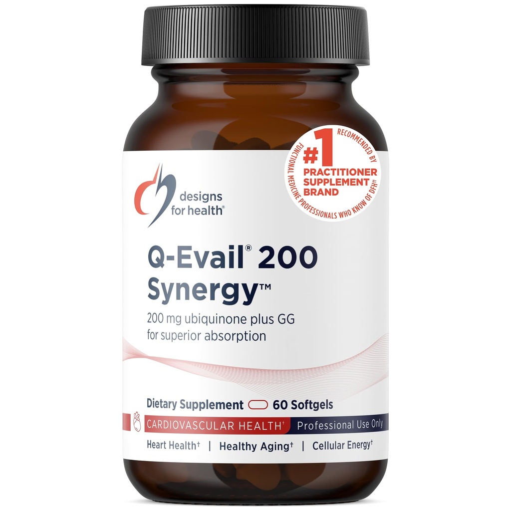 Σχέδια για την υγεία Q-Evail 200-200mg CoQ10 Εξαιρετικά βιοδιαθέσιμη Ubiquinone - Συνένζυμο Q10 με MCT + Μικτές Τοκοφερόλες για την προώθηση της ανώτερης απορρόφησης - Μη GMO (60 Softgels)