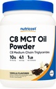 Nutricost C8 MCT Oil Toz 1LB (16oz) Vanilla Flavor -% 95 C8 MCT Oil Toz, En İyi Keto, Gluten Free
