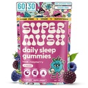SuperMush Sleep Gummies for Yetişkinler - Mushroom Supplement with Magnezyum Citrate, L-Theanine, Chaga, Reishi & Chamomile for Deep Sleep, REM & Detox - Vegan & Sugar-Free - 60 Gummies (30 hizmet)