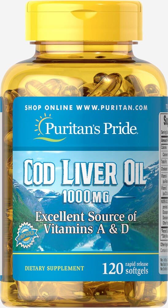 Puritans Pride Cod Liver Oil, 1000 Mg, 120 κόμης