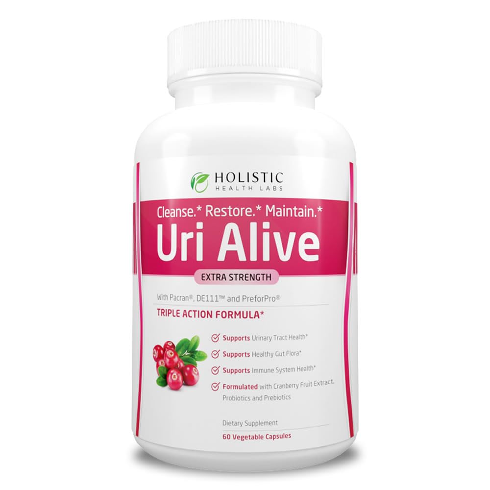Uri Alive Extra Strength Urinary Support Supplement for Urinary Tract, Bladder, Gut Flora ve Immune System Health (60 Kont (kısa 1))
