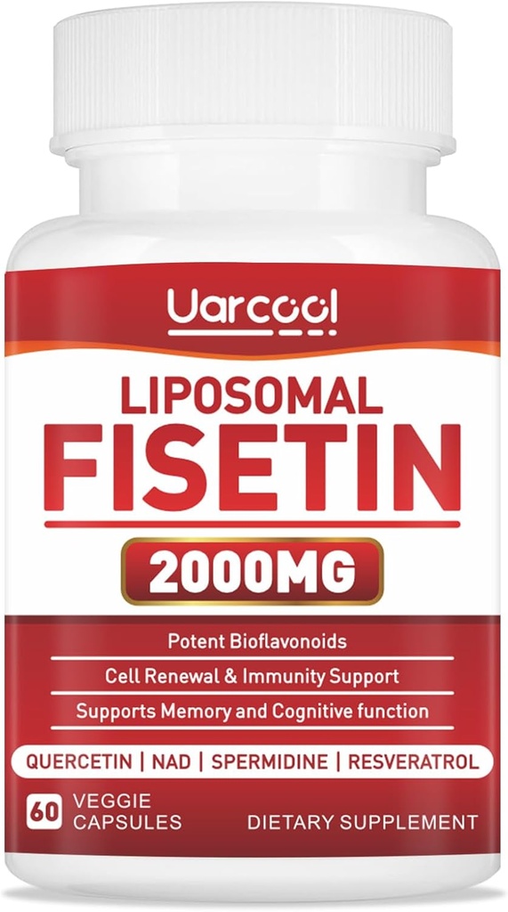 Συμπλήρωμα Fisetin 2000mg για υγιή γήρανση και μακροζωία, υγεία του δέρματος, εγκέφαλος - Χωρίς σόγια, χορτοφάγοι - 60 Softgels