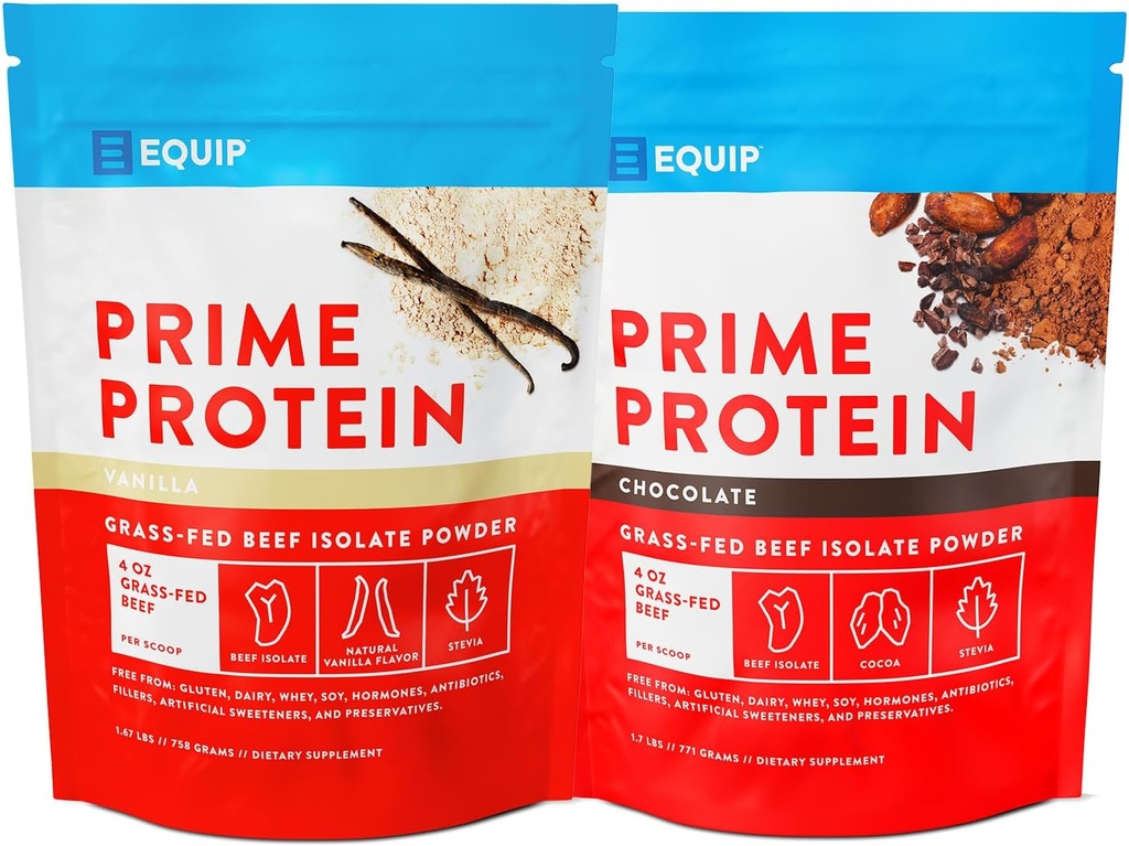 Equip Foods Chocolate Prime Protein Toz - Vanilla & Chocolate - Grass-Fed Isolate sığır proteini Toz - Paleo ve Gluten Ücretsiz Protein Toz - Yapın ve Onarımı Yardım