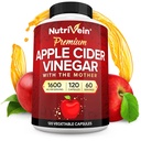 Nutrivein Premium Apple Cider Vinegar Supplements with Mother - 1600 mg - 120 Apple Cider Vinegar Capsules: ACV Pills for Digestion, Keto, Cleansing ve Balanced Beslenme