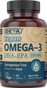 DEVA Vegan Omega-3 DHA EPA συμπλήρωμα μία φορά την ημέρα Softgel 300 MG - Carrageenan Gelatin & Gluten Free - μη-ψυγείο Έλαιο Φυκιών λιπαρά οξέα - 90 Softgels
