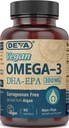 DEVA Vegan Omega-3 DHA EPA Supplement Once-Per-Day Softgel 300 MG - Carrageenan Gelatin & Gluten Free - Non-Fish Algae Oilty Acids - 90 Softgels