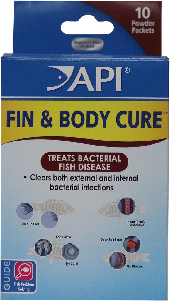 API FIN & BODY CURE Γλυκό νερό ψάρια σκόνη φαρμακευτική 10 Count Box