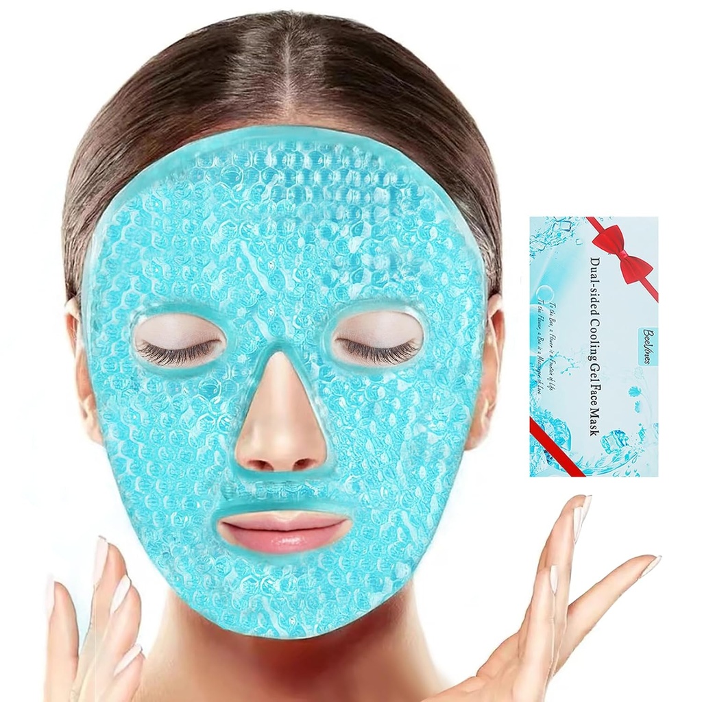 ArıVines Buz Yüz Maskesi, Soğutma Gel Puffy Eyes, Cold & Hot Reusable Compress, Donmuş Eye Packs Maskes for Women for Dark Circles, Puffiness & Allergies (One Pack Blue)