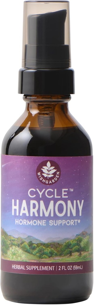 WishGarden Herbs Cycle Harmony Hormon Desteği - Plant-Based Herbal Supplement w/Vitex & Wild Yam Normal Erkeklere Yardımcı Oldu, PMS, Irregular Cycles, Ovulation Issues, 2oz