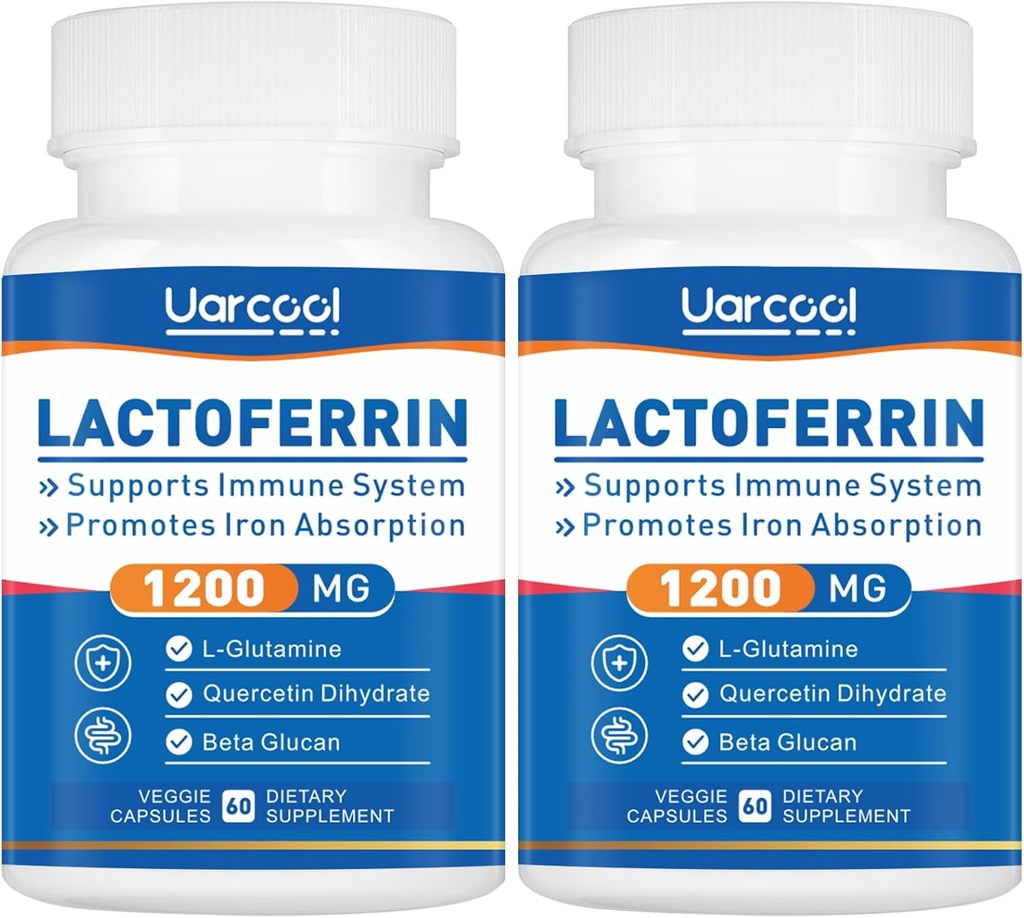 Συμπλήρωμα Lactoferrin 1200mg για Υγιή Ανοσολογική Υποστήριξη-Χωρίς Γλουτένη, Χορτοφαγικά - 60 Softgels(2 Μπουκάλια)