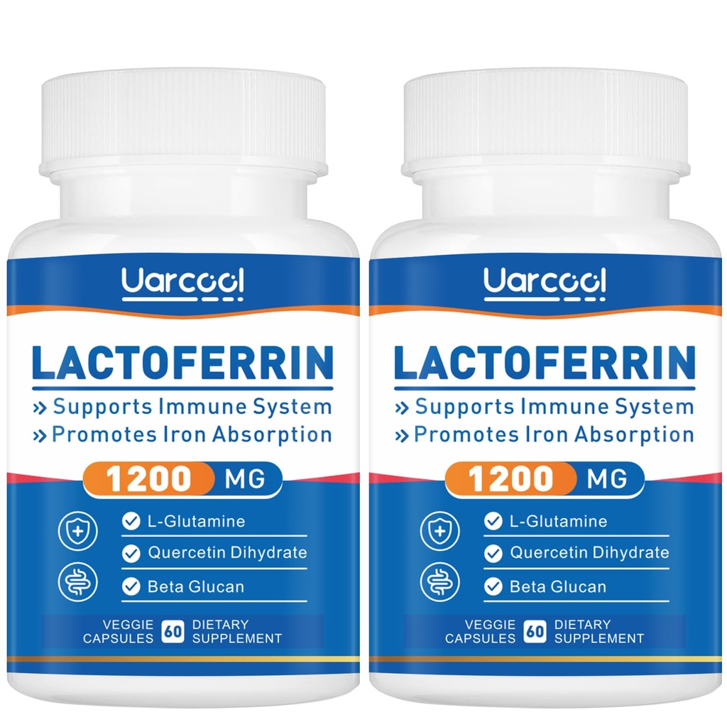 Συμπλήρωμα Lactoferrin 1200mg για Υγιή Ανοσολογική Υποστήριξη-Χωρίς Γλουτένη, Χορτοφαγικά - 60 Softgels(2 Μπουκάλια)