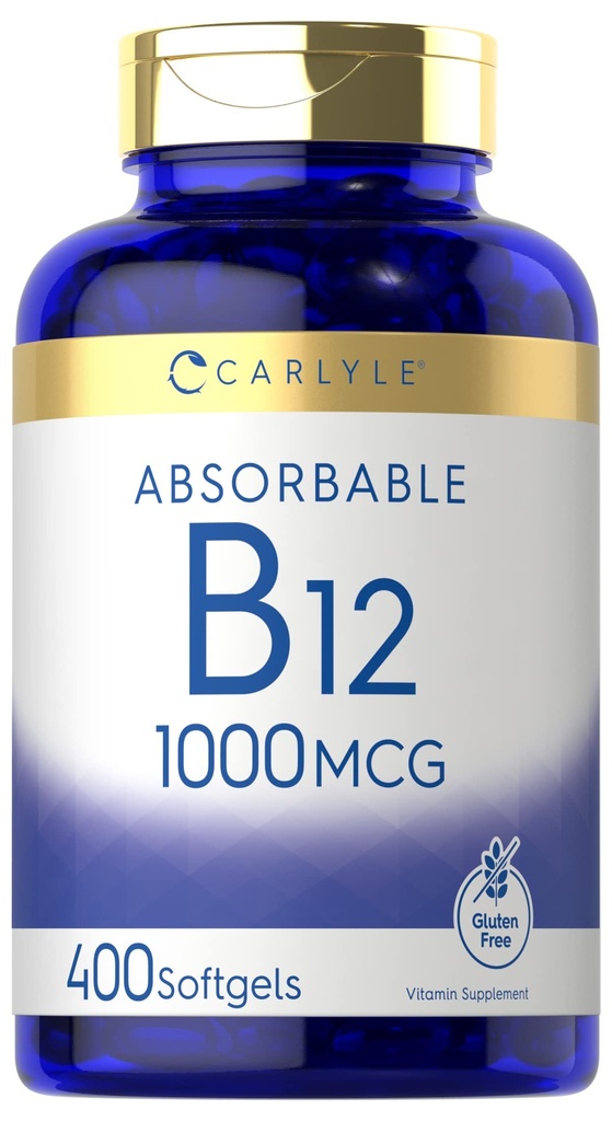 Carlyle Vitamin B12 1000 mcg Absorbable | 400 Softgels | Non-GMO ve Gluten Free Supplement