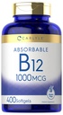 Carlyle Vitamin B12 1000 mcg Absorbable | 400 Softgels | Non-GMO ve Gluten Free Supplement