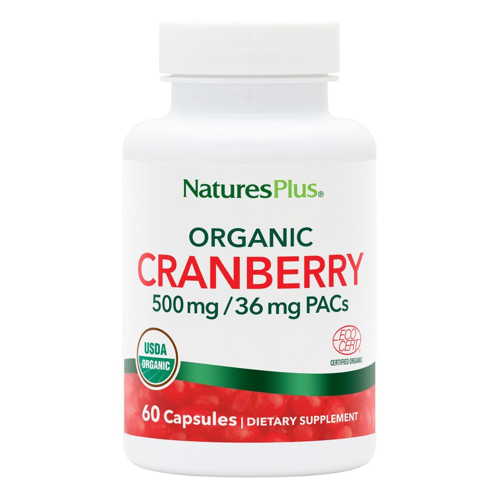 NaturesPlus Organik Cranberry 500 mg - 60 Capsules - Sağlıklı Urinary Tract - USDA sertifikalı Organik, Vegan, Gluten Free, Non-GMO - 30 Hizmet