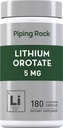 Piping Rock Lityum Orotate Supplement | 5mg | 180 Capsules | Non-GMO, Gluten Free