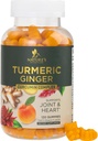 Turmeric Curcumin Supplement Gummies - Turmeric & Ginger, Black Pepper For Best Abors, Nature's Vegan Ortak Destek, Non-GMO, Gluten Free, Tasty Peach Flavor - 120 Gummies
